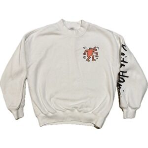 Abercrombie & Fitch Keith Haring Oversized Sweatshirt White Fleece XXS Art Print
